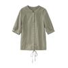 Casual Fashion Age-reducing Cotton and Linen Suit Linen Short-sleeved Pants Two-piece Women