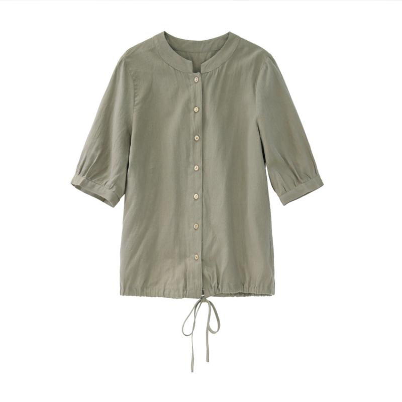 Casual Fashion Age-reducing Cotton and Linen Suit Linen Short-sleeved Pants Two-piece Women