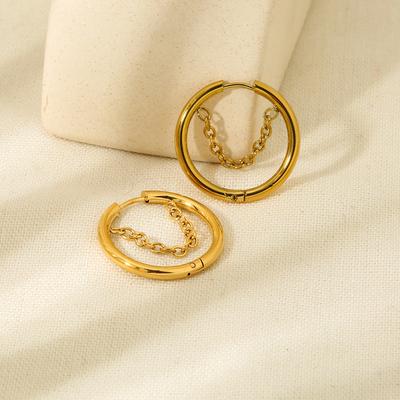 European and American Minimalist Earrings Electroplated Smooth Chain Fringed Earrings 18K Gold Stainless Steel Earrings Jewelry Women