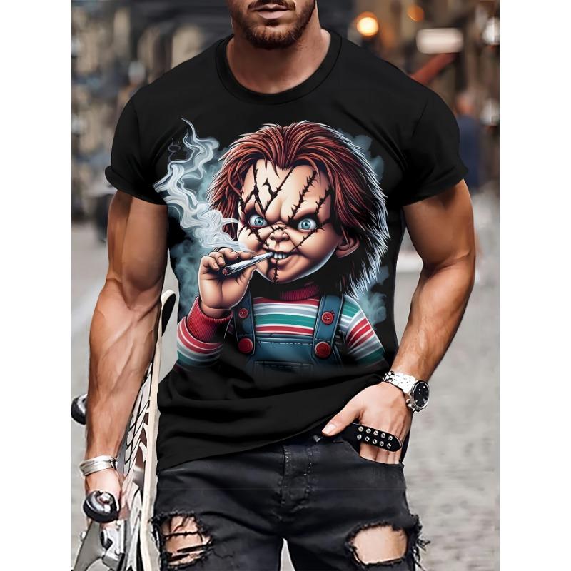 2025 Хоррор Фильм Чаки 3D Печать Футболка Мужчины Женщины Мода Повседневная Футболка с Коротким Рукавом Хэллоуин Подарки Топы Футболка Мужская Одежда S