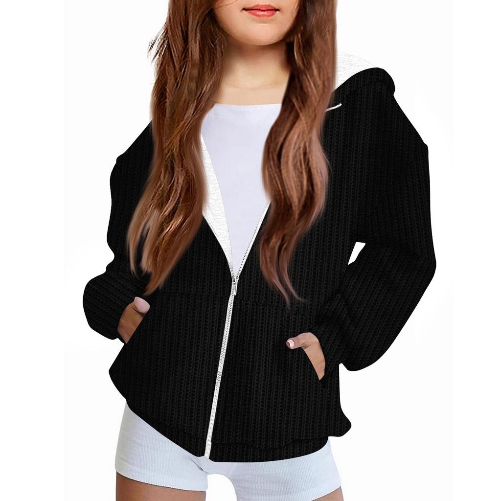 Children Girls And Boys Fashion Jacket Casual Printed Long-sleeved Hooded Cardigan Sweatshirts