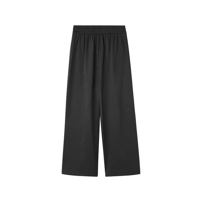 Skechers Sports Alliance Series Mid-Rise Breathable Casual Wide-Leg Knitted Sports Pants Women Pants Carbon-Black L424W023-0018