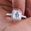 7x7mm Asscher Cut Full Moissanite Ring for Women   CopperSquare Halo Diamond Engagement Ring Wedding Bands Jewelry