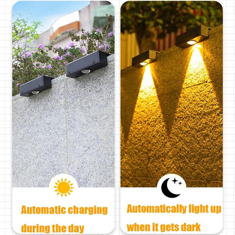 2/4pcs Solar Wall Washing Lamp Waterproof Outdoor LED Wall Light Courtyard Lamp Decorative Balcony Garden Decorative Lights