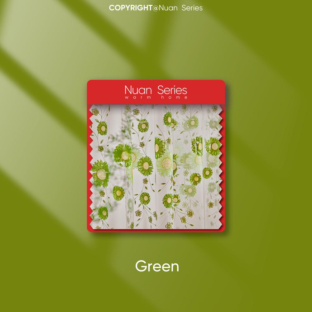 

1 шт., серия Nuan, свежий, натуральный стиль, зеленый тюль, прозрачная занавеска для гостиной, спальни, украшения окна, балкона, домашнего декора W100cm x L200cm зелёный