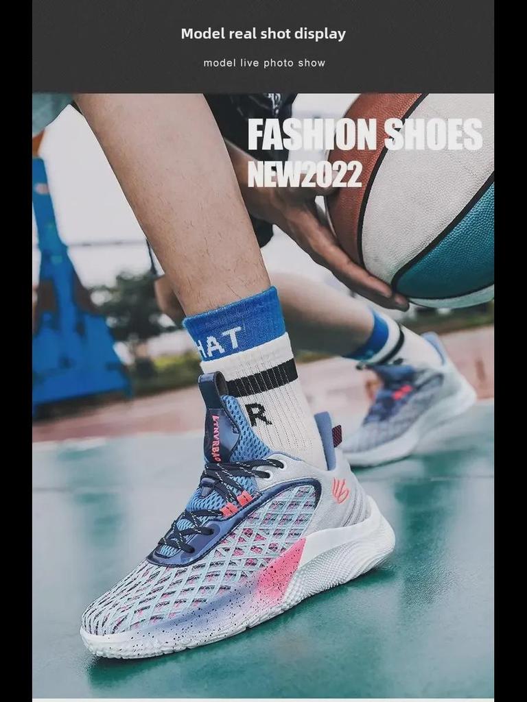 Curry 10 Basketball Shoes: Blue & Pink Youth Sports Shoes with Traction Sound - Ideal for Teen Athletes.