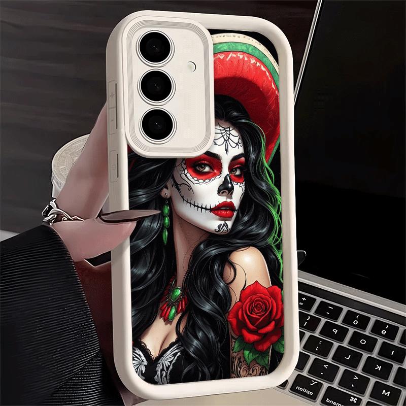 

Phone Case for Samsung Galaxy A17 A16 A15 A14 A13 Catrina Beautiful Rose Girl Skull A56 A36 A26 A55 A35 A25 A54 A34 A24 A53 A33 Samsung A07