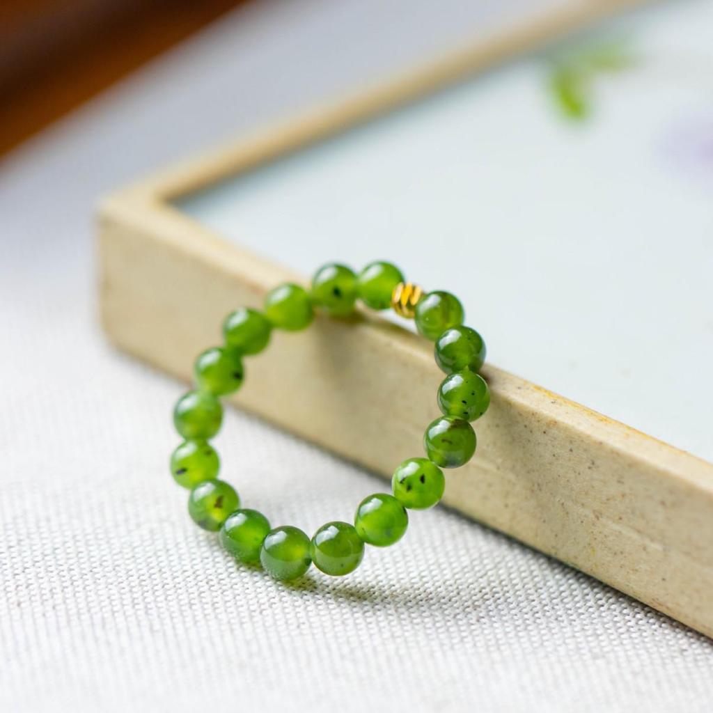 Xirui Natural Jade Stretch Ring – Original Design Retro Jewelry for Women