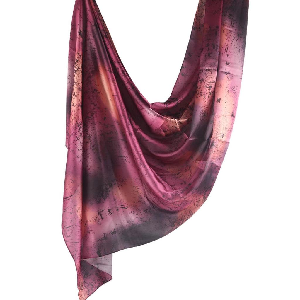 Silk Printed Marble Ethnic Headscarf and Shawl