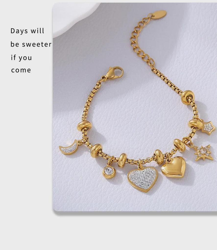 Elegant Love Diamond Bracelet: 18k Gold-Plated Titanium Steel, Niche Design, Perfect for Couples