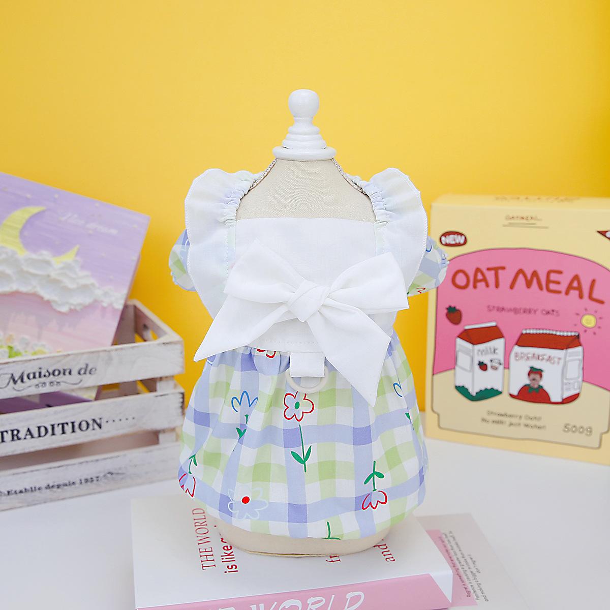 

Весна и лето 2023, юбка для собак, одежда для домашних животных, установленная одежда для Тедди Шнауцера, маленькая собака Бишон, свежая полевая юбка, оптовая продажа одежды для домашних животных XXL синий