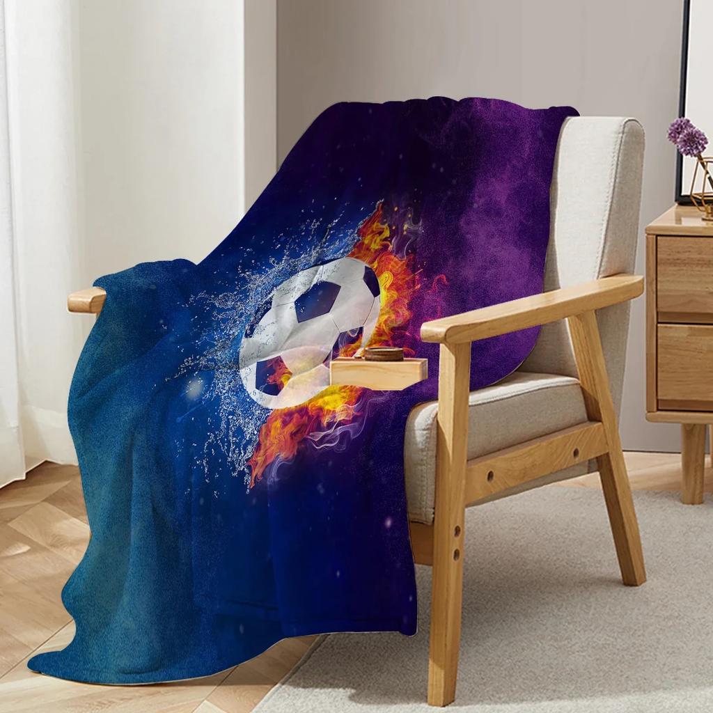 Football Fire and Water Throw Blanket Football Blanket Throw Gifts for Boys Girls Cozy Blanket for Couch Sofa Bed Living Room