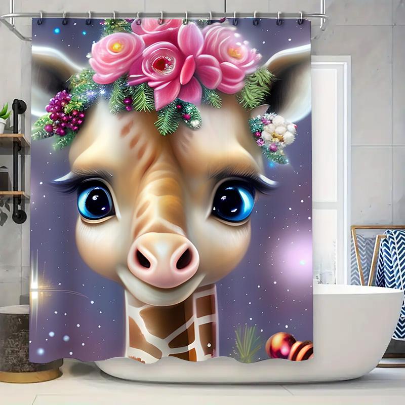 

Fall Floral Shower Curtain Set Bathroom Decor Autumn Leaves Flower Waterproof Fabric 6 Rings Curtains For Home Bathrooms W60H190(CM)-1 Pcs