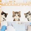 3 Stück Guckende Katze Aufkleber, Cartoon Katzen Herausguckend Wandaufkleber, Abziehbarer Peel-and-Stick Aufkleber für Schlafzimmer Kinderzimmer Kühlschrank Dekoration