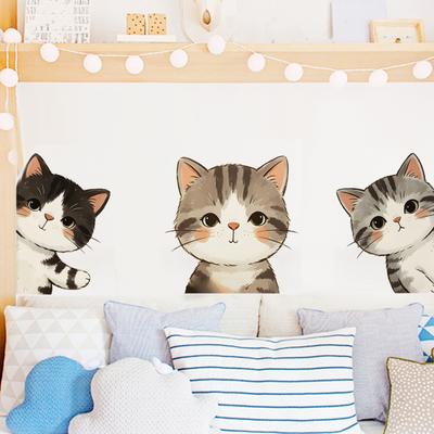3 Stück Guckende Katze Aufkleber, Cartoon Katzen Herausguckend Wandaufkleber, Abziehbarer Peel-and-Stick Aufkleber für Schlafzimmer Kinderzimmer Kühlschrank Dekoration