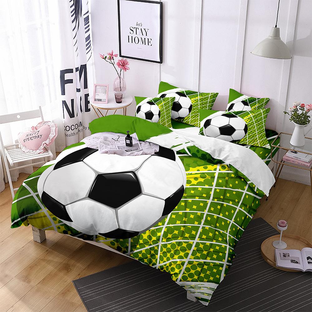Football Basketball Sports Quilt Cover Bedding Digital Printing Home Textiles Three-Piece Set