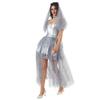 Halloween Goth Black and White Ghost Bride Costume Cosplay Suit Mesh Dress