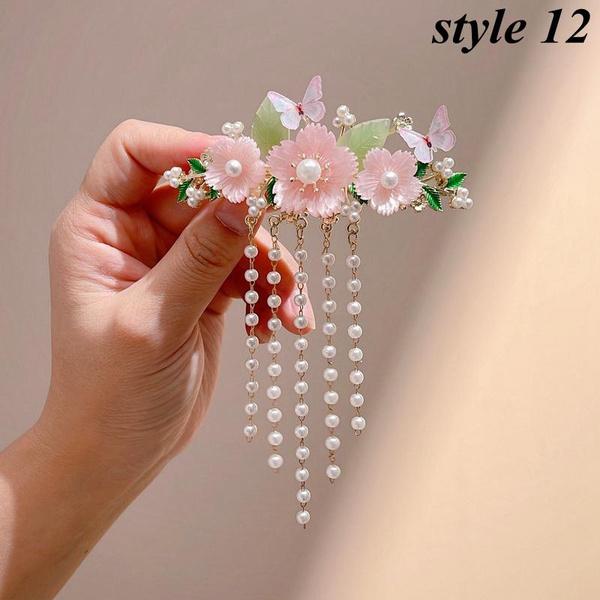 1PC Fashion Elegant Pearl Tassel Hair Claw Clips Hairpins Flower Hair Clip Headwear for Women Girls Hair Accessories