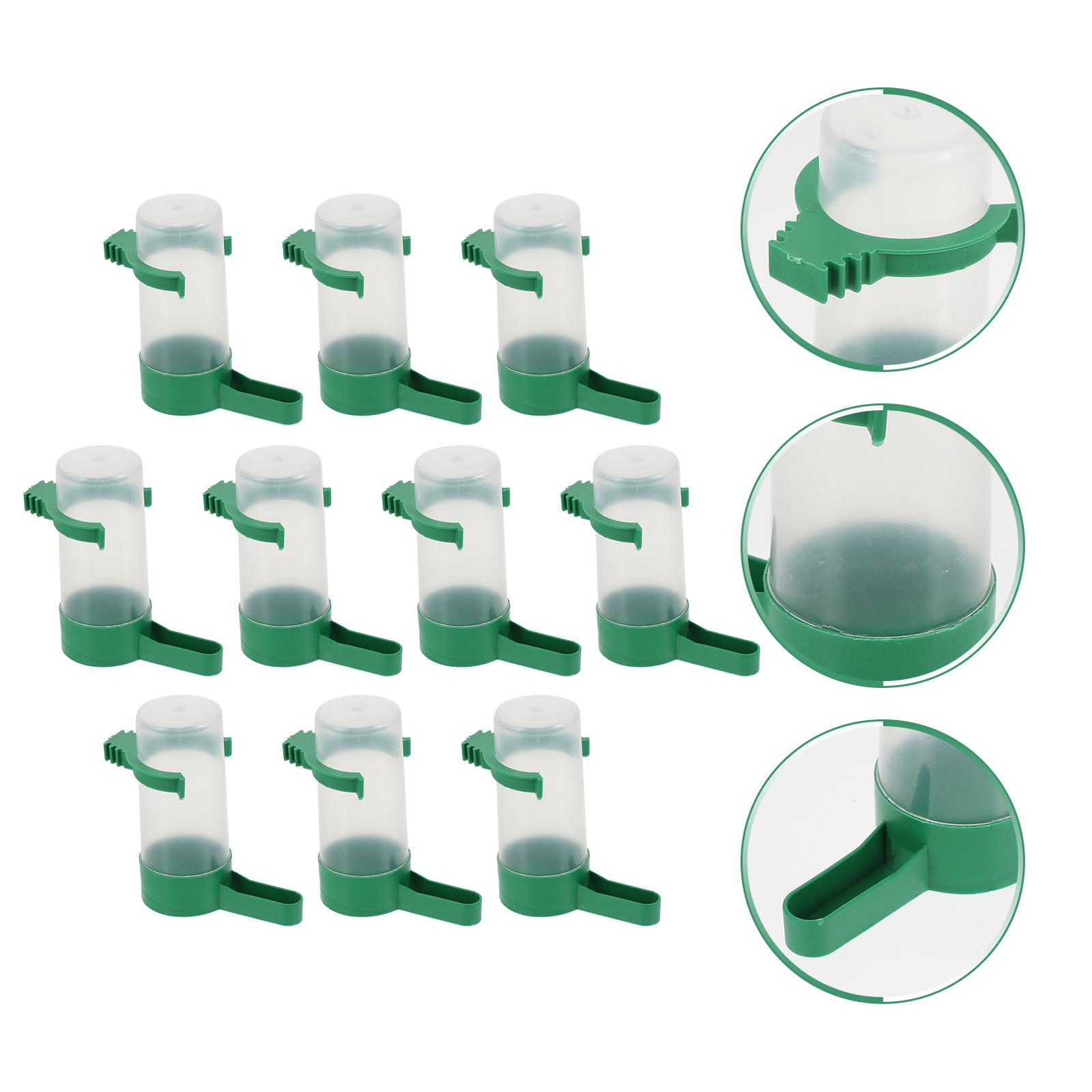 

10 Pcs Bird Waterer Feeder Feeders Self Drinker Kettle Cup Pet Dove Gift Plastic Pigeon Kettles 7X8.5CM зелёный