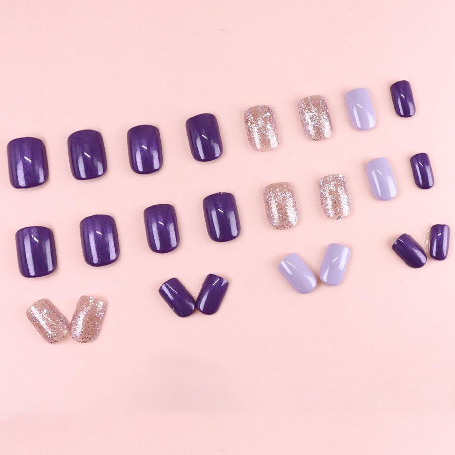 24 Pieces Fairy Purple Romantic Gentle Purple Dream Flash Big Sequins Starry Colorful Personalized Manicure Wear Nail Unloading