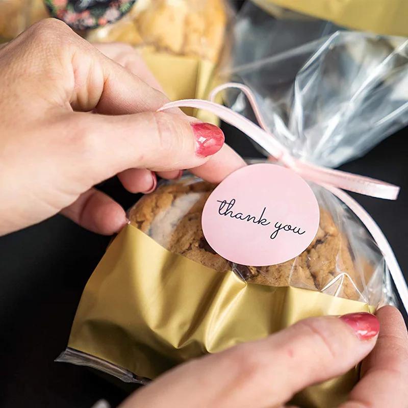 Nou 100-500 buc Autocolant Mulțumesc Plic Sigiliu Scrapbook Autocolant Inimă roz Autocolant rotund drăguț Papetarie Etichete autocolante