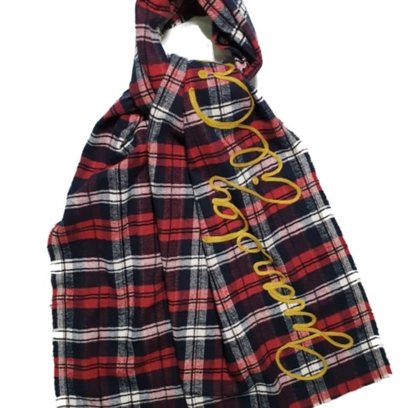 

COINONIA [COINONIA CANVAS] Tartan Lettering Scarf_Wine WINE