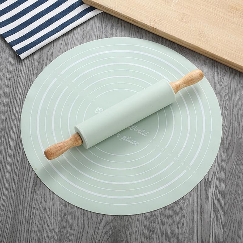 Silicone Dough Mat And Non-Stick Rolling Pins Set Kneading Pad Anti-Slip Pastry Boards For Pizza Pastry Bread Baking Tools