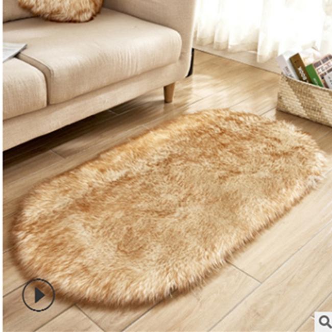 

Великі розміри Білі килими зі штучного хутра Великі овальні Штучна овчина Килим із довгим волоссям Підлога Вовна Пухнастий м’який килимок Спальня для вітальні 60*120cm білий/жовтий