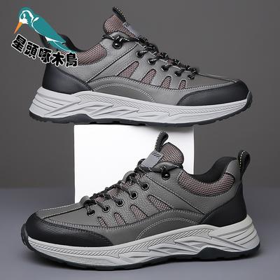 Men's Shoes Hiking Shoes New Men's Low-top Leather Versatile Sports and Leisure Shoes Leather Shoes Middle-aged Men's Non-slip Soft Sole