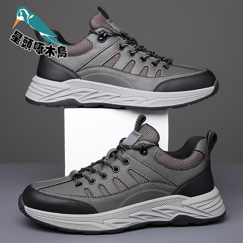 

Men s shoes hiking shoes new men s low-top leather versatile sports and leisure shoes leather shoes middle-aged men s non-slip soft sole 44