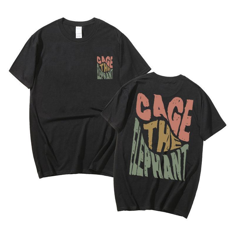 Hot Sale Cage The Elephant Pritn Double Sided Print Tshirt Man Hip Hop Vintage Loose T Shirt Men Women Fashion Harajuku T-shirts