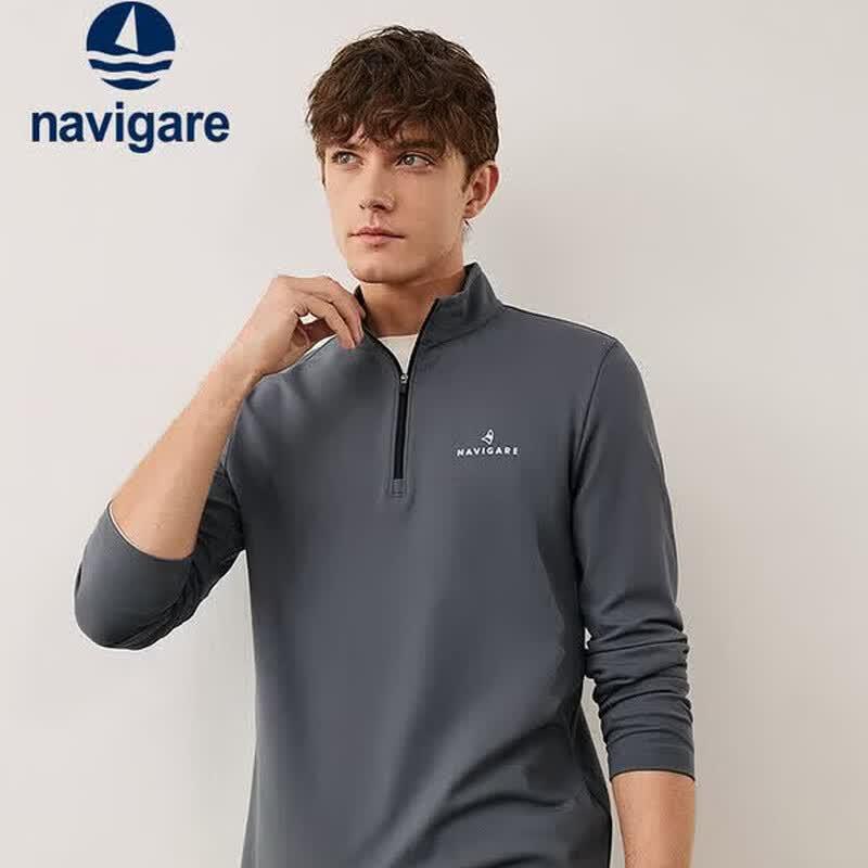 Navigare Men's Brushed Half-Zip Long Sleeve T-Shirt