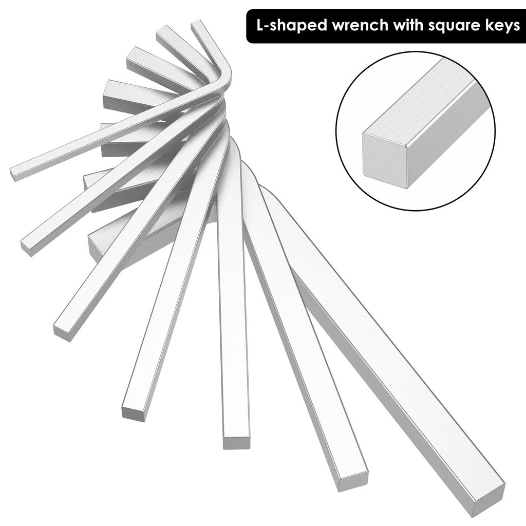 7-teiliges L-Form Vierkantkopf Schraubenschlüssel-Set 3/4/5/6/7/8/10 mm Chrom-Vanadium-Stahl Vierkant Schlüssel 4-Punkt Schraubenschlüssel Schraubendreher-Set Handwerkzeuge