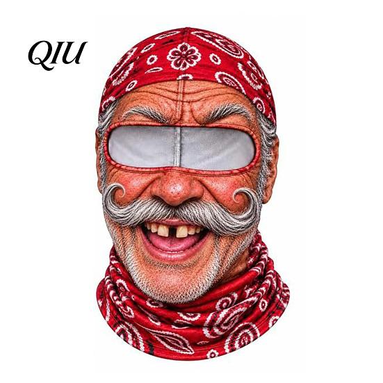 Funny Face Ski Mask Realistic Balaclava Mask, Old Man Woman Print Neck Gaiter, Snowboard Shield Windproof Full Coverage for Winter Sports Snowboarding