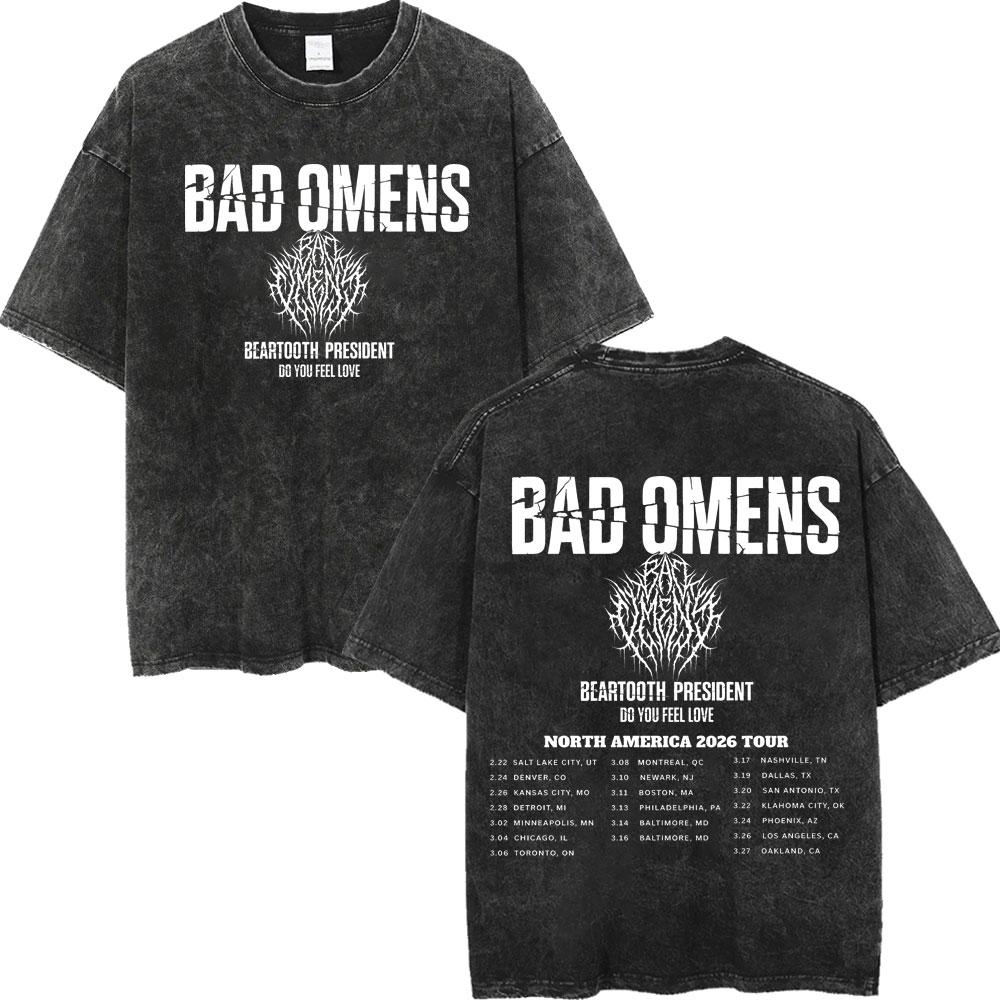 Vintage Washed Bad Omens Tour Merch T Shirt High Quality Fashion Oversized Tshirt Men Women Casual Short Sleeve Tshirts