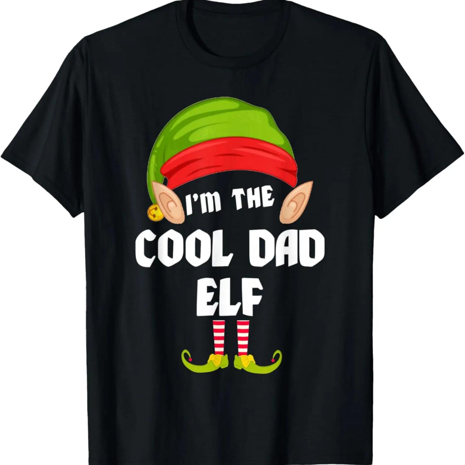 Funny Dad Elf Matching Family Group PJ Christmas T-Shirt S чёрный