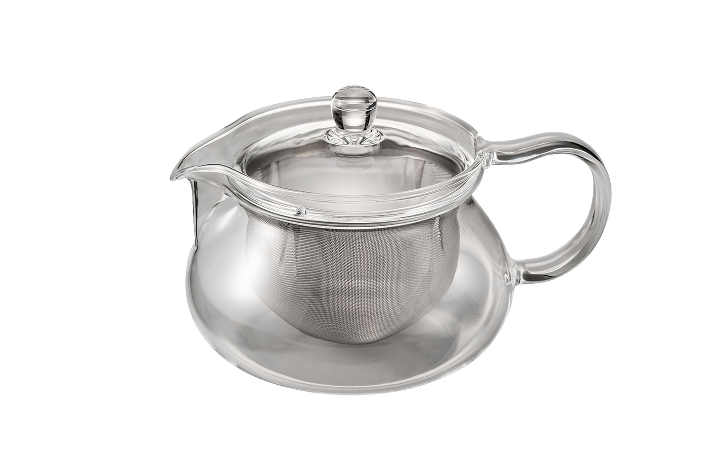 

HARIO Glass Teapot with Mochimaru Basket Design Teapot, Heat-Resistant Mesh, See-Through