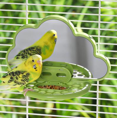 Bird Mirror with Perch Slow Feeder Birds Toys for Boredom Anxiety Bird Cage Accessories Parrots To Expend Energy Interactive Toy