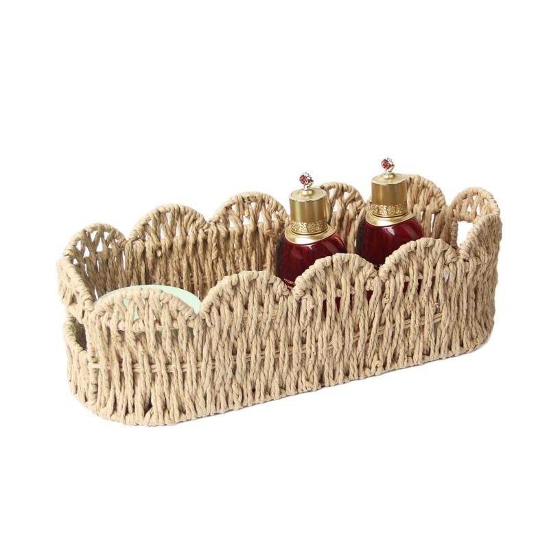 Handmade Paper Rope Storage Basket Home Organization Decorative Oval Bin Lightweight Eco-Friendly