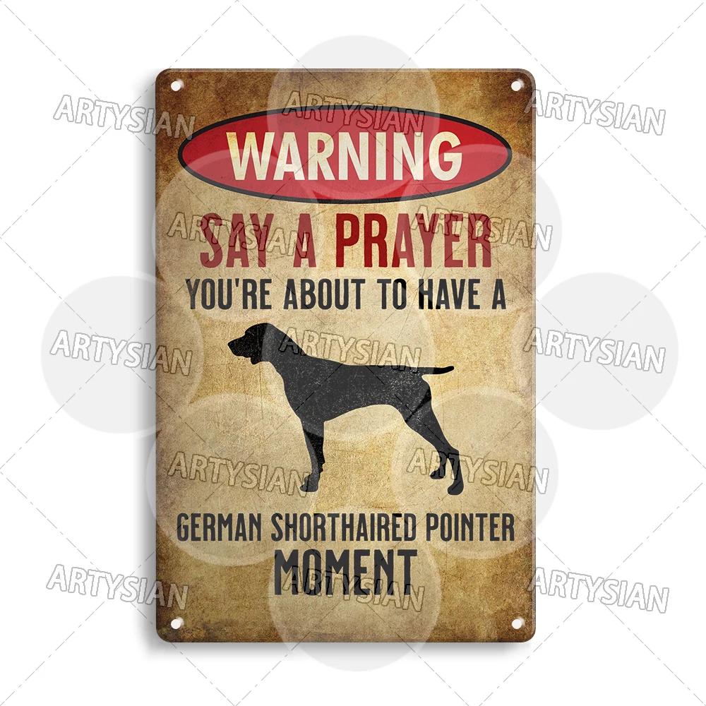 Beware Of Dog Warning Metal Sign Setter Aussie Corso Frenchie Labrador Poodle Bulldog Beagle Shorthaired Pointer GSP Lab Plaque