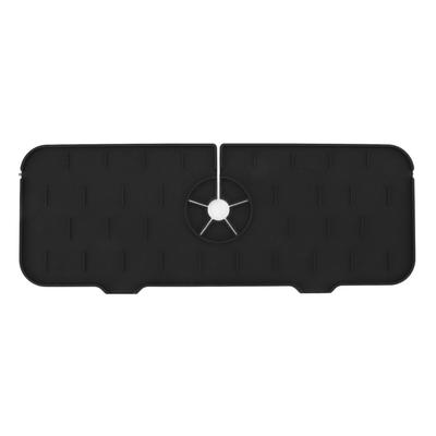 Alfombrilla de silicona para grifo de fregadero, recogedor de agua, escurridor, almohadilla de secado para cocina, color negro