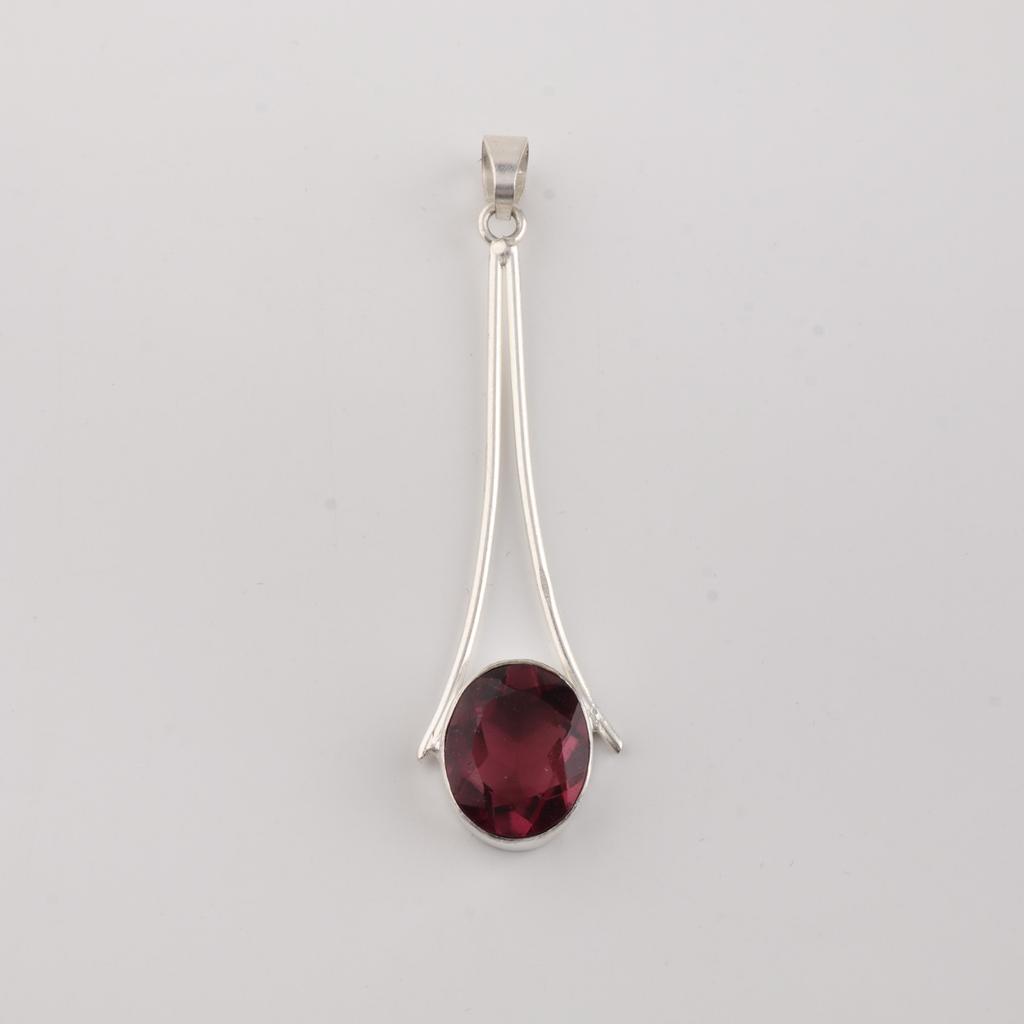 Pietra Preziosa Rodolite Argento Sterling 925 Gioielli da Donna Collana Fatta a Mano Ciondolo di Design 1,79" PP-69-19