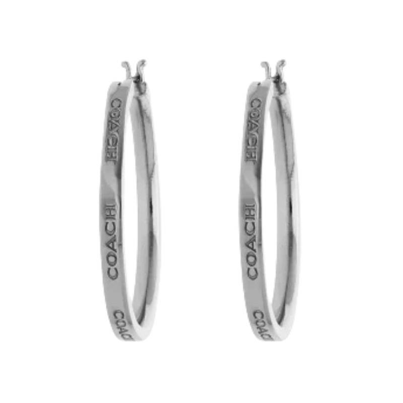 COACH logo design earrings women s silver
