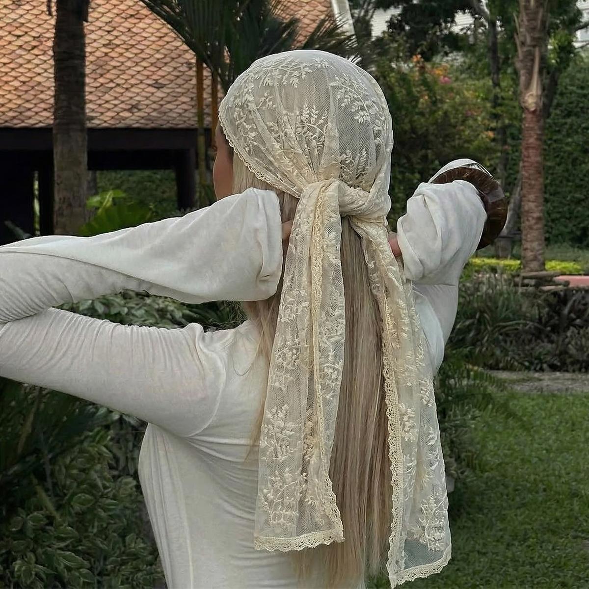 

Women Tassel Wrap Shawl Flower Lace Scarves Lady Fashion Wedding Headscarves Female Spring Summer Photo Props Accessories 2026 30x140cm
