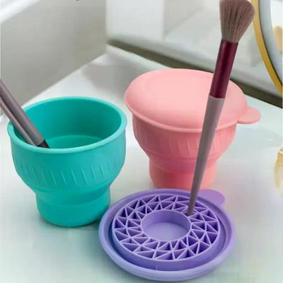 Multifunction Silicone Folding Makeup Brush Cleaning Cup Cleaning And Drying Storage Cup Beauty Cosmetic Brush Scrub Cup