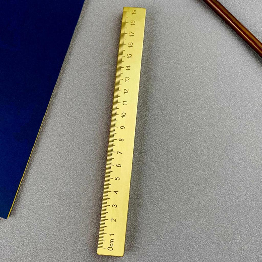 Brass Ruler Paperweight Bookmark Compact Calligraphy Practice Supplies Measuring for Drawing