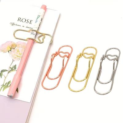 Conjunto Multifuncional de Clips de Caneta em Forma de Coração com Clips de Papel de Coração e Porta-Canetas Organizador Portátil para Pendurar Design Durável de Metal