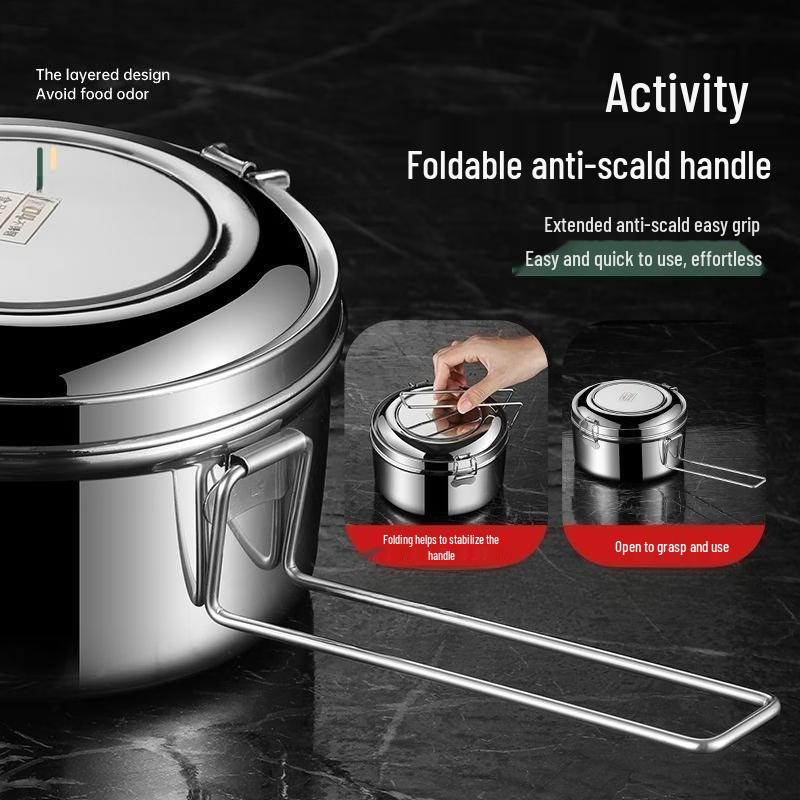 Zhi Shi Stainless Steel Double-Layer Round Lunch Box