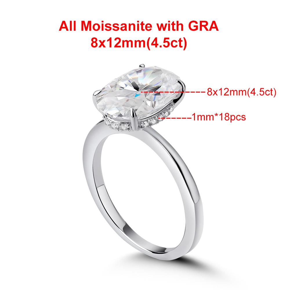 4.5CT Oval Cut All Moissanite Engagement Ring for Women CopperHidden Halo Diamond Rings Wedding Bands Jewelry GRA