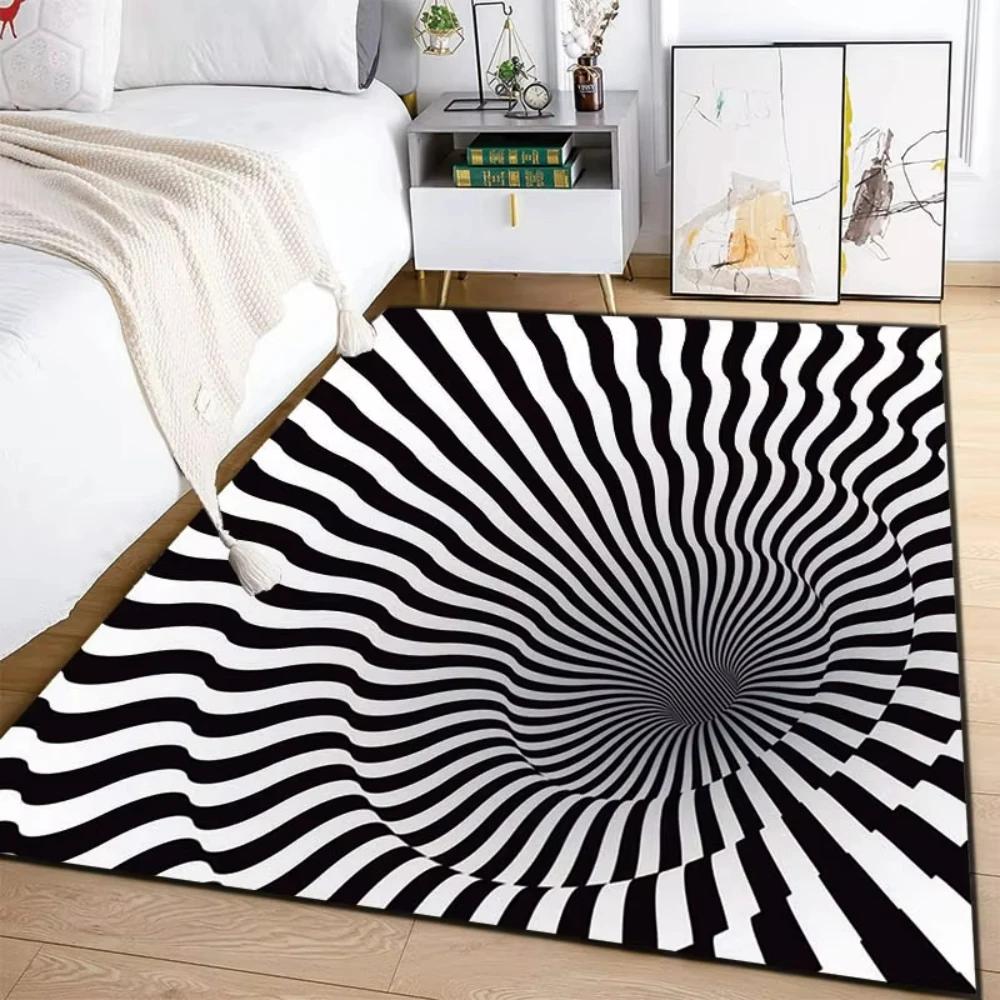 3D Vortex Illusion Carpet Rug for Living Room Decor Bedroom Area Floor Mat Abstract Geometric Optical Vertigo Carpet Non-slip